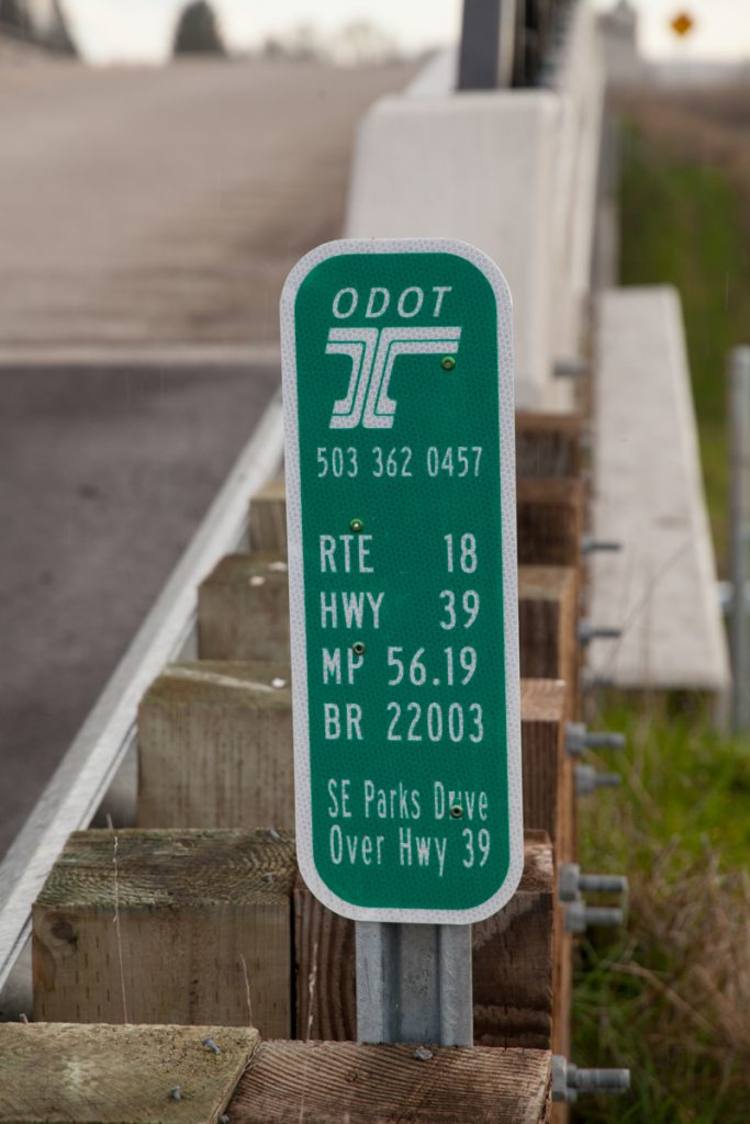The ODOT bridge inventory marker. Again with the redundant information.